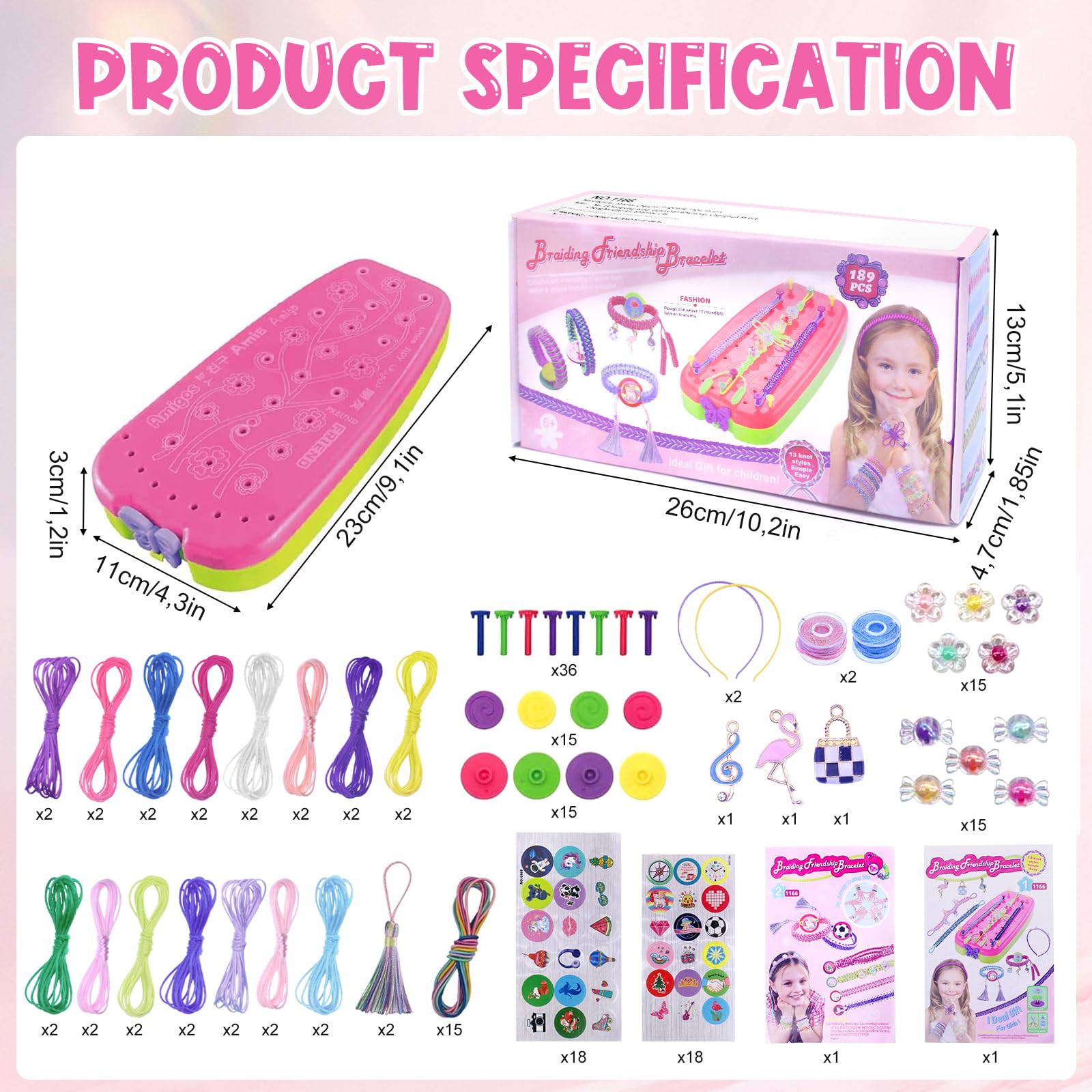 HOVIBU Coffret Création De Bracelets Pour Filles : Kit De Bijoux Fantaisie à Tisser, Activité Manuelle Pour Enfants Dès 6 Ans