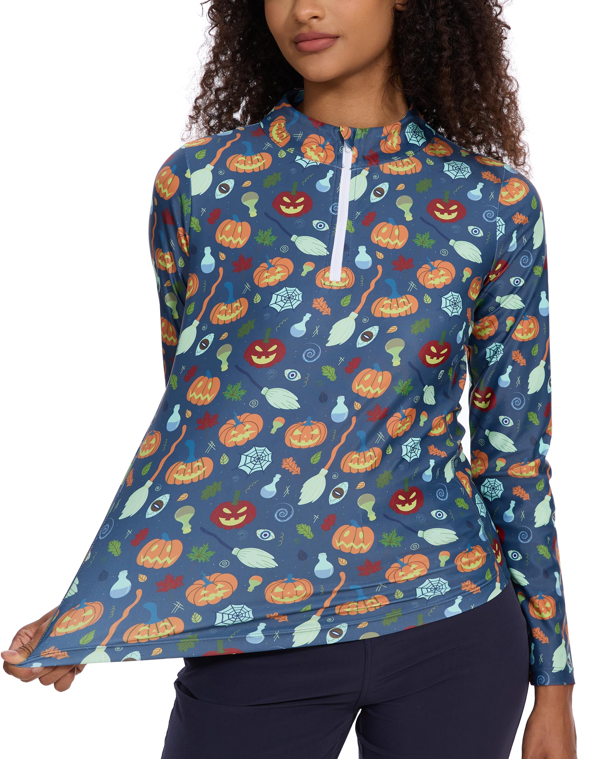 M MOTEEPI Womens Golf Shirt Long Sleeve Athletic Quarter Zip Pullover Sun Protection with Pocket