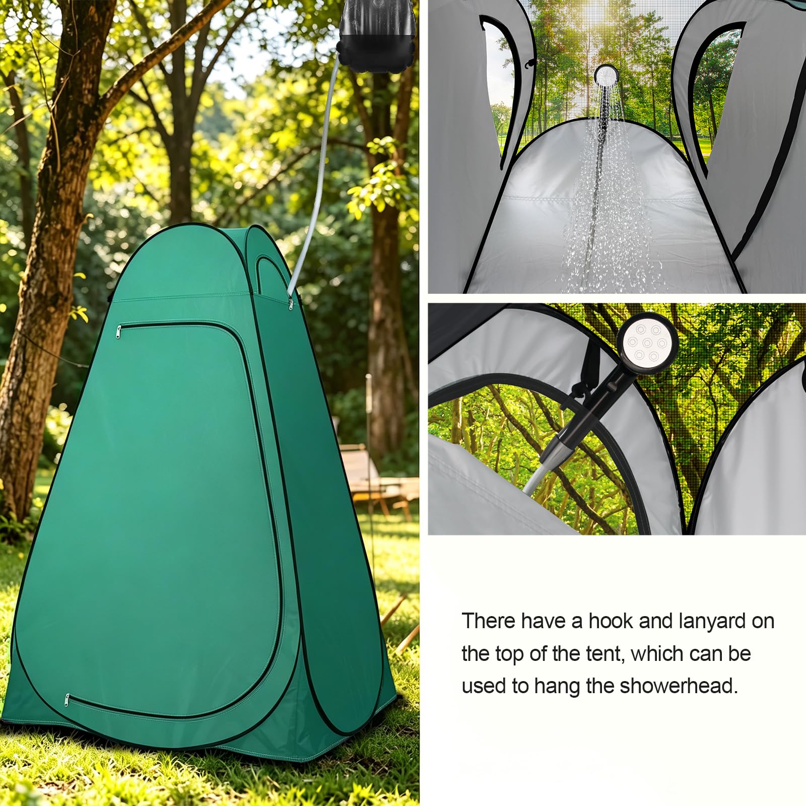 anngrowy Tente de douche pop-up portable pour camping, salle de bain, vestiaire, abris d'intimité instantanés pour randonnée, plage, pique-nique, pêche, pot, extra haute, UPF 50+