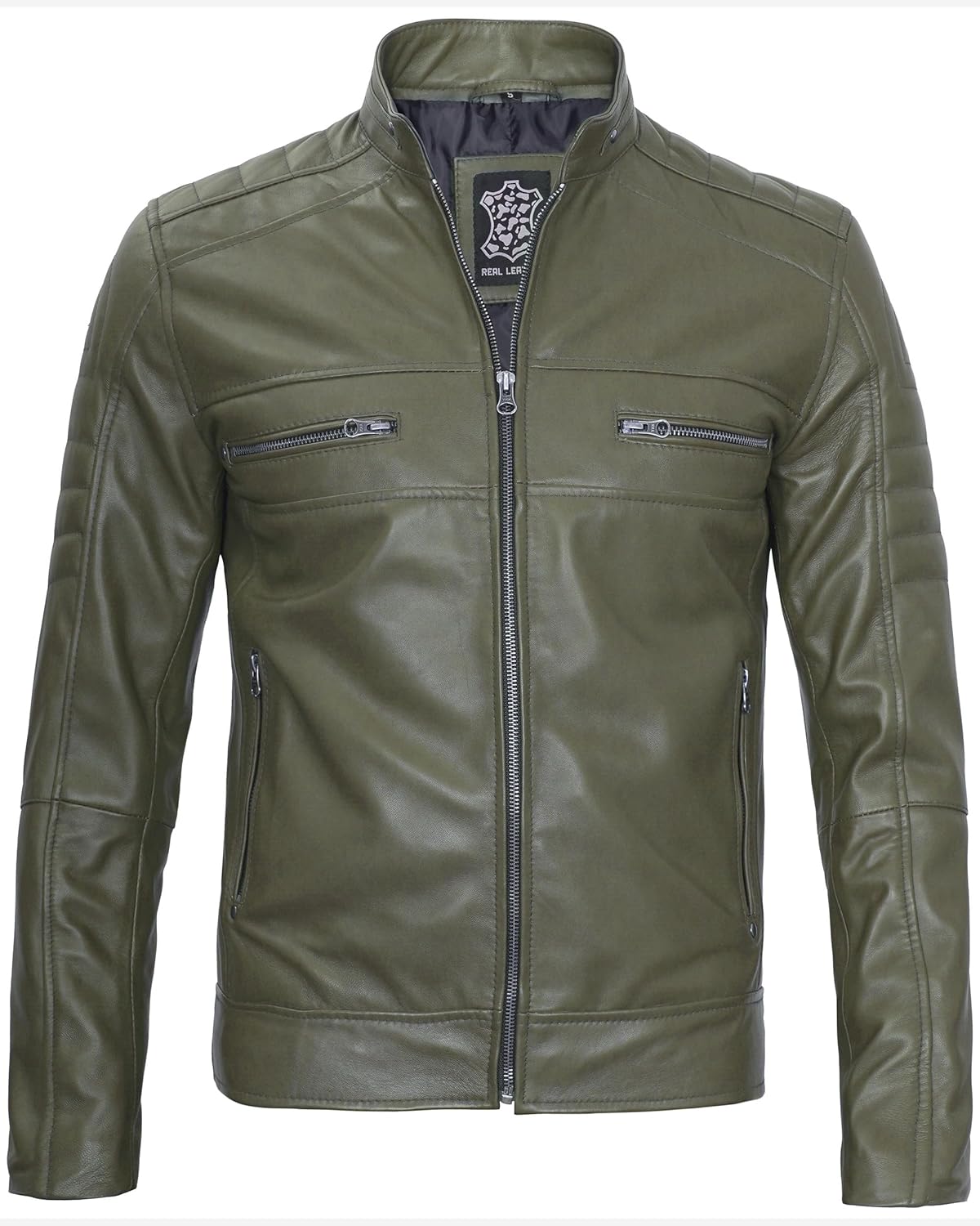Decrum Leather Jacket Men - Cafe Racer Style Fashion Real Lambskin Leather Jacket For Men