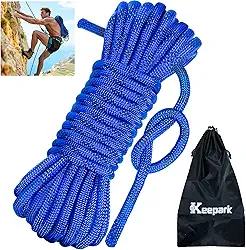 Keepark Corda de escalada estática de 10,5 mm – Corda de escalada de 80 m para adultos e crianças, cordas de rapel resistentes ao ar livre para resgate de incêndio, fuga, escalada no gelo, paraquedas
