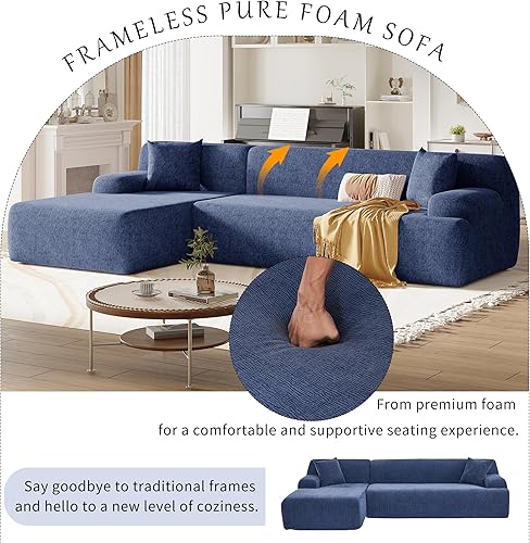 Miniatura 5 de Sofá modular de 107 pulgadas, cómodo sofá modular de tela de felpilla con diván, moderno sofá tapizado en forma de L para sala de estar,