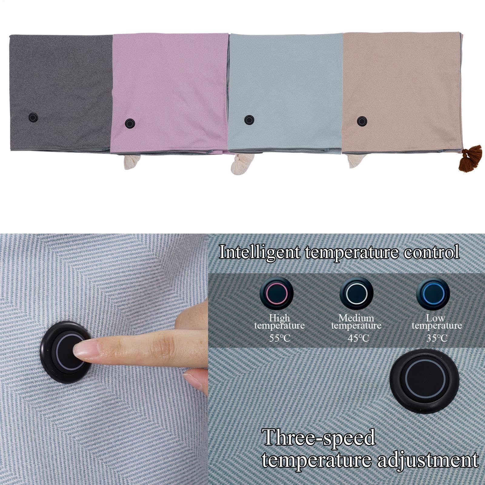 Manta Eléctrica de Tirar para Sofá Temperaturas Ajustables Multifuncional | Manta Térmica Suave Para Cuello Y Hombros Calentador Corporal para un Descanso Casual y