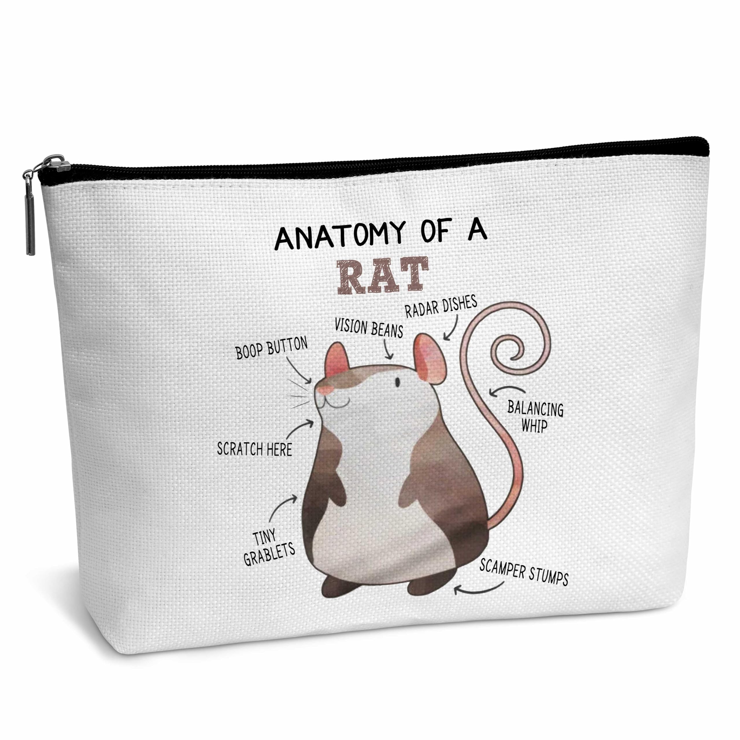 heiyihe Rat Lover Gift Anatomy Of A Rat Makeup Bag Mouse Makeup Bag Birthday Christmas Graduation Gifts for Animal Lovers Friends Mom Woman Girl