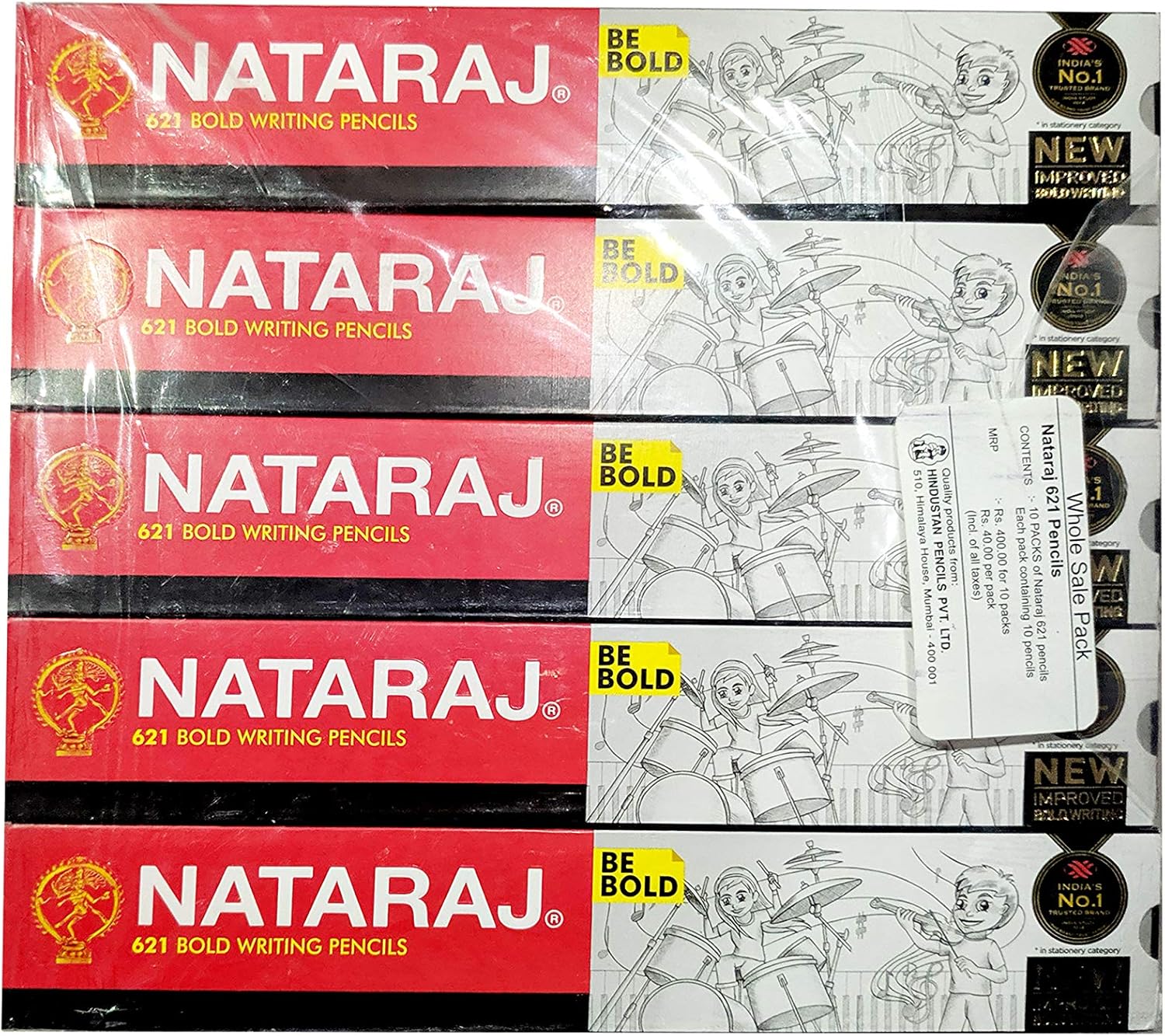 Nataraj 621 Writing Pencil Pack of - 5 (50 Pencils)