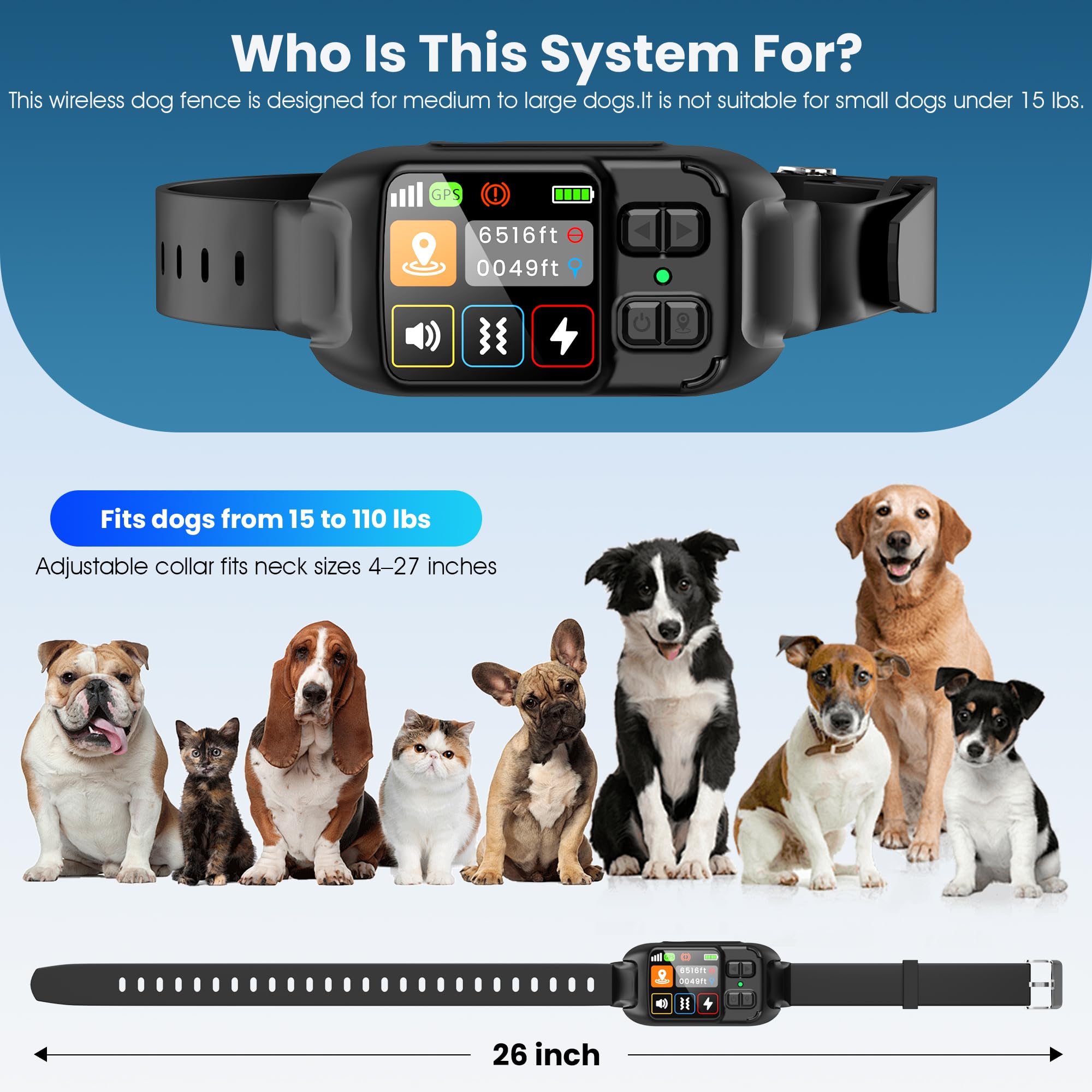 GPS Wireless Dog Fence System,Invisible Fence for Dogs with GPS Collar,Wireless Electric Dog Fence for Large & Small Dogs– Adjustable Boundary Collar,Waterproof & Rechargeable,Large Yard & Outdoor Use - image 6