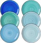 Vancasso Bonita Assiette de Salade Bleue 6, 7.5 Plaque de dîner en céramique de pouce, lave-vaisselle et micro-ondes Safe. ► Plaques de dîner peintes à la main avec un look rustique, parfait pour dessert, salade, fruits ou snack, couleur fraîche(18.8 * 18.8 * 2.2cm)