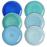 vancasso Bonita Blue Salad Plate Set of 6, 7.5 Inch Ceramic Dinner Plate, Dishwasher and Microwave Safe