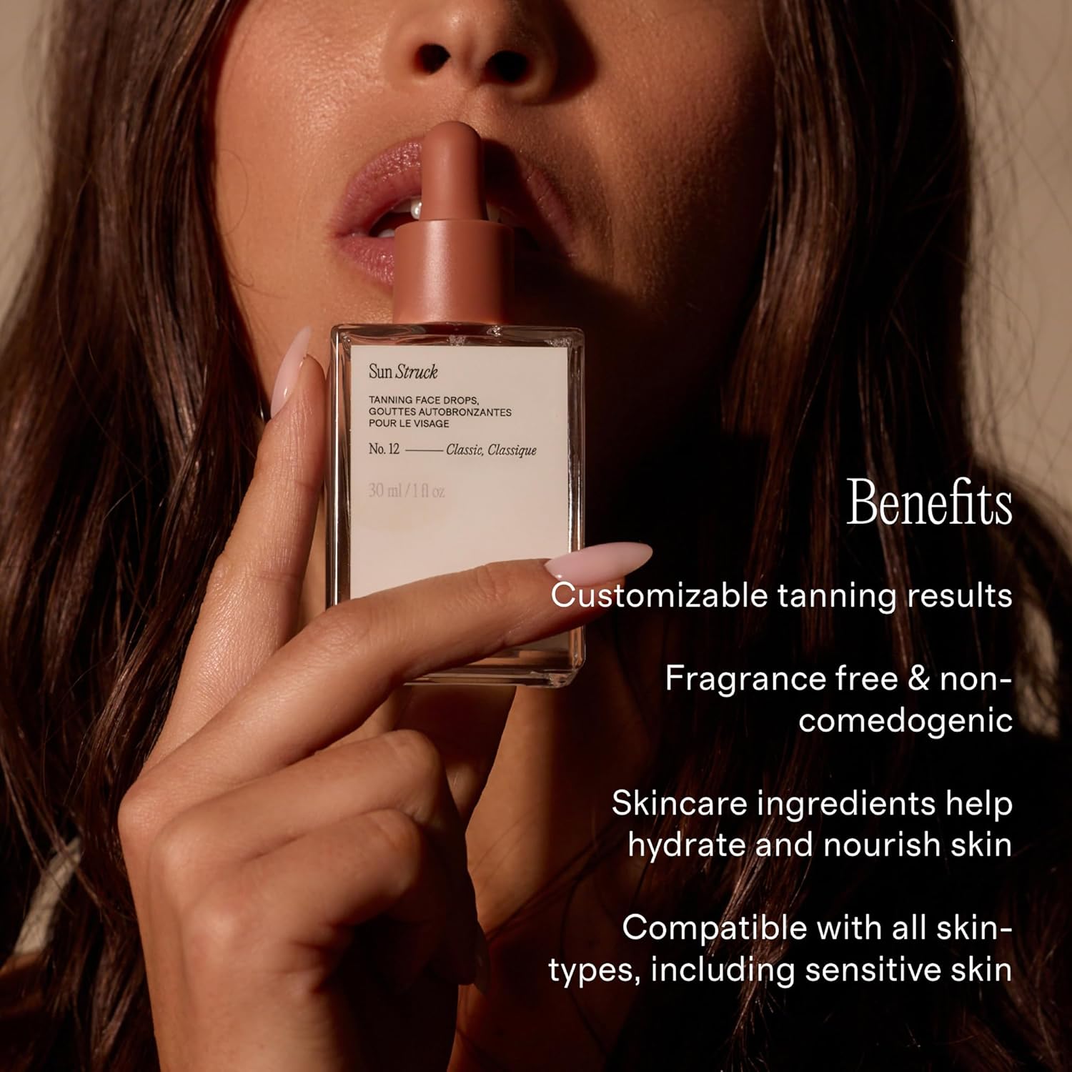 + Lux Unfiltered N°12 Sun Struck Bronzing Face Tanning Drops - Gradual Self Tanner - Natural Glow, Streak-Free, Fragrance Free - Hyaluronic Acid & Vitamin E - Vegan & Cruelty Free - Classic