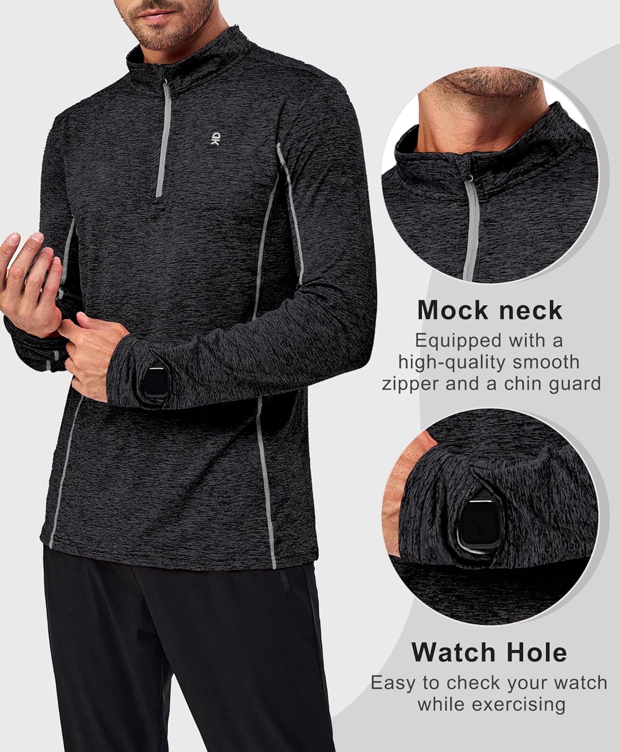 Little Donkey Andy Mens Dry Fit Quarter Zip Pullover, 1/4 Zip Moisture Wicking Lightweight Golf Cycling Running Shirts - Image 4