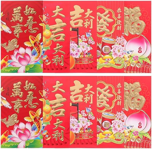 MAGICLULU 50 sobres rojos de Año Nuevo chino 2024 Año lunar del dragón de la suerte, sobres de dinero de la suerte Hong Bao para festival de