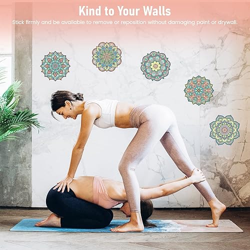 Miniatura 77 de Calcomanías de pared de mandala bohemia, calcomanías de pared de mandala mitad bohemia, calcomanías de pared de flores indias, calcomanías de pared