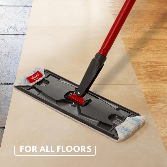 Vileda H2PrO Flat Mop Refill - Microfibre power - Stubborn dirt removal - Easy attachment to frame - Machine washable - Durable mop pad for all hard floors (Pack of 2)