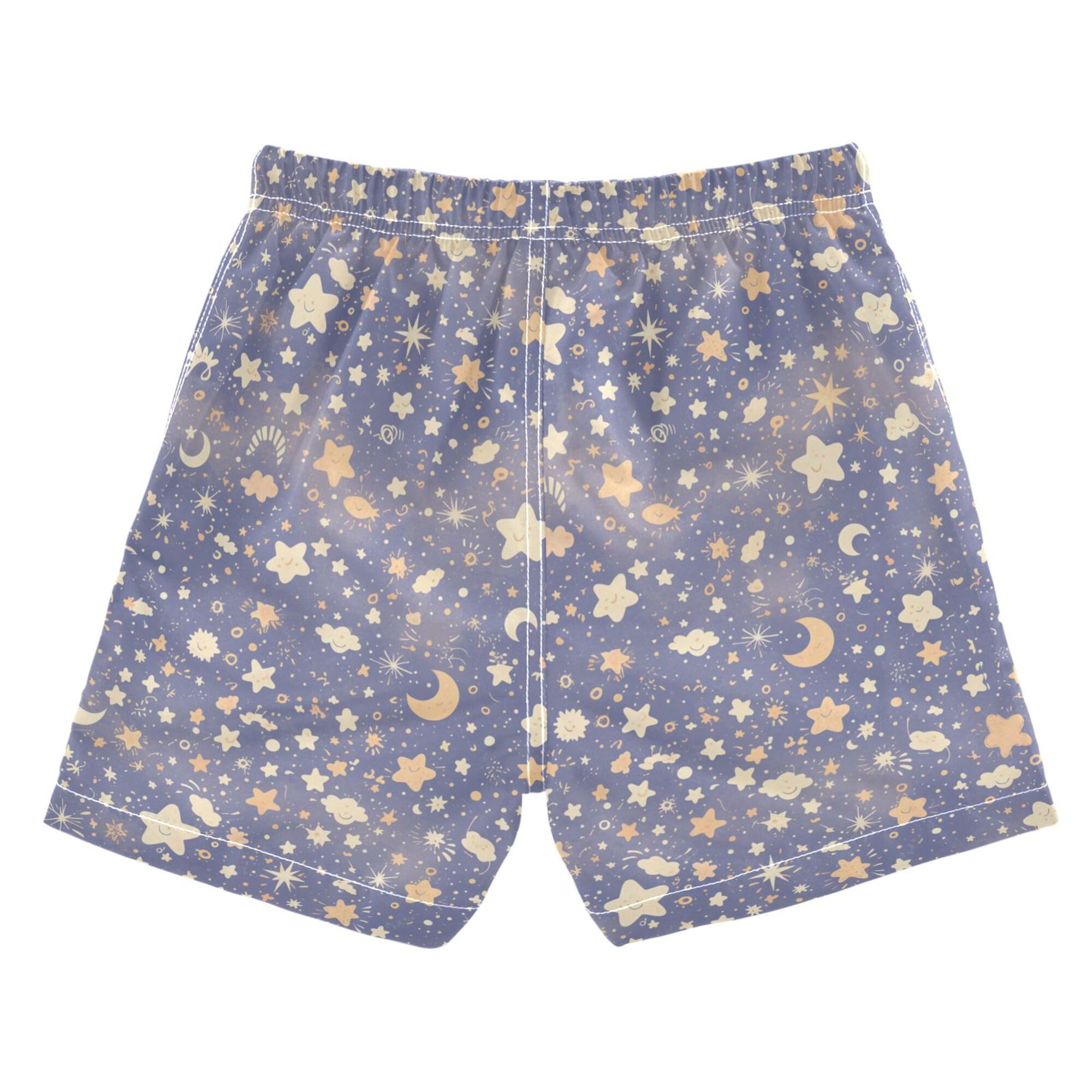 Wudan Cartoon Cute Stars Purple Toddler Swim Shorts Quick Dry Boys Toddler Joggin Shorts Kids Swimwears Summer Holiday L 10-12Y