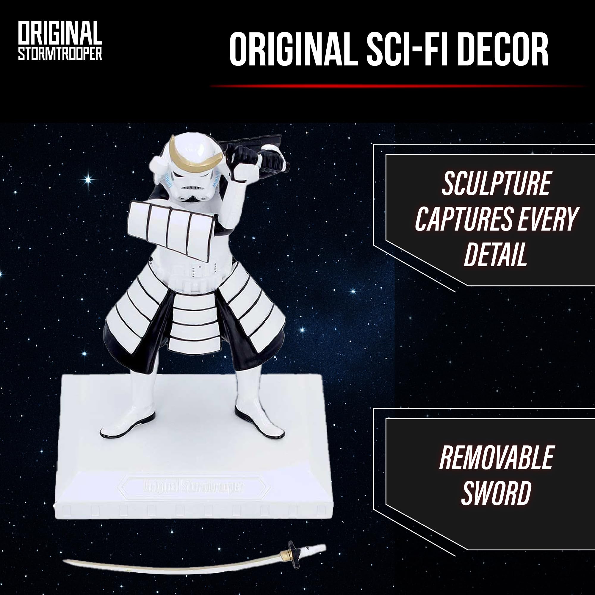 Nemesis Now Stormtrooper Figurine Samouraï 19,3 cm - Figurine Samouraï Stormtrooper en résine peinte à la main avec épée, objet de collection de science-fiction pour les fans de Star Wars