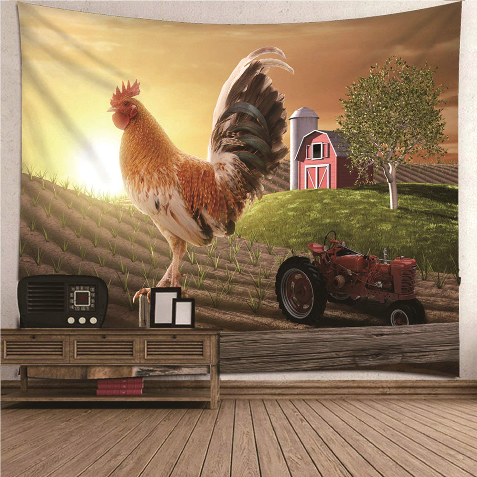 Tapiz de pared rústico de 150x150 cm para decorar salones o usar como mantel multicolor