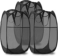 Vista 29 de TECHMILLY Cesta plegable de malla para la ropa sucia con asas resistentes y bolsillo lateral, cestas plegables portátiles para ropa para dormitorio