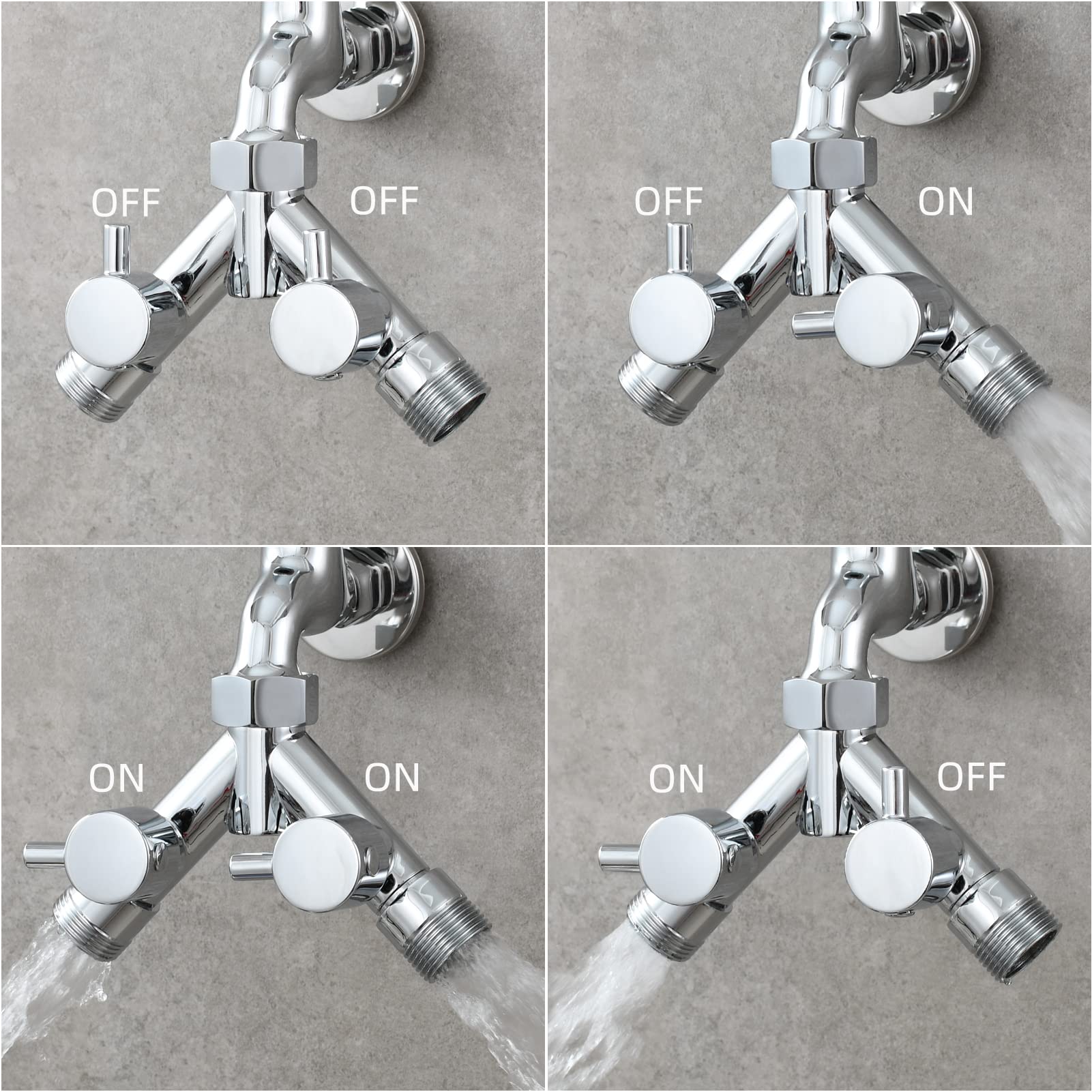 Tecmolog Distributore a 4 Vie in Ottone Connettore a Y Sdoppiatore Rubinetto per Tubo da Giardino Cromato, DSF015A