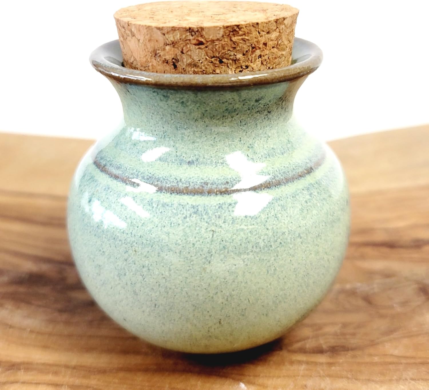 Handmade Dandelion Flower Pot for New Mommy to Be - Miniature Pottery Vase for Baby Shower Favor Presents Green (Miniature Vase w/Cork & Gift Bag)