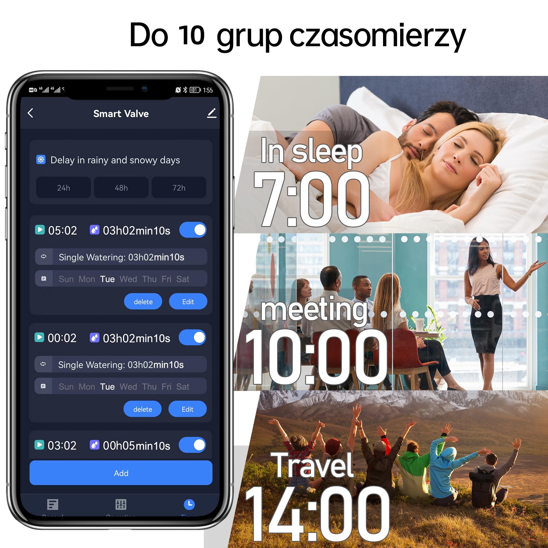 Inteligentny timer do podlewania ogrodu Bluetooth z wbudowanym przepływomierzem turbinowym, do 10 programowalnych harmonogramów, kompatybilny z aplikacjami Tuya Smart i Smart Life