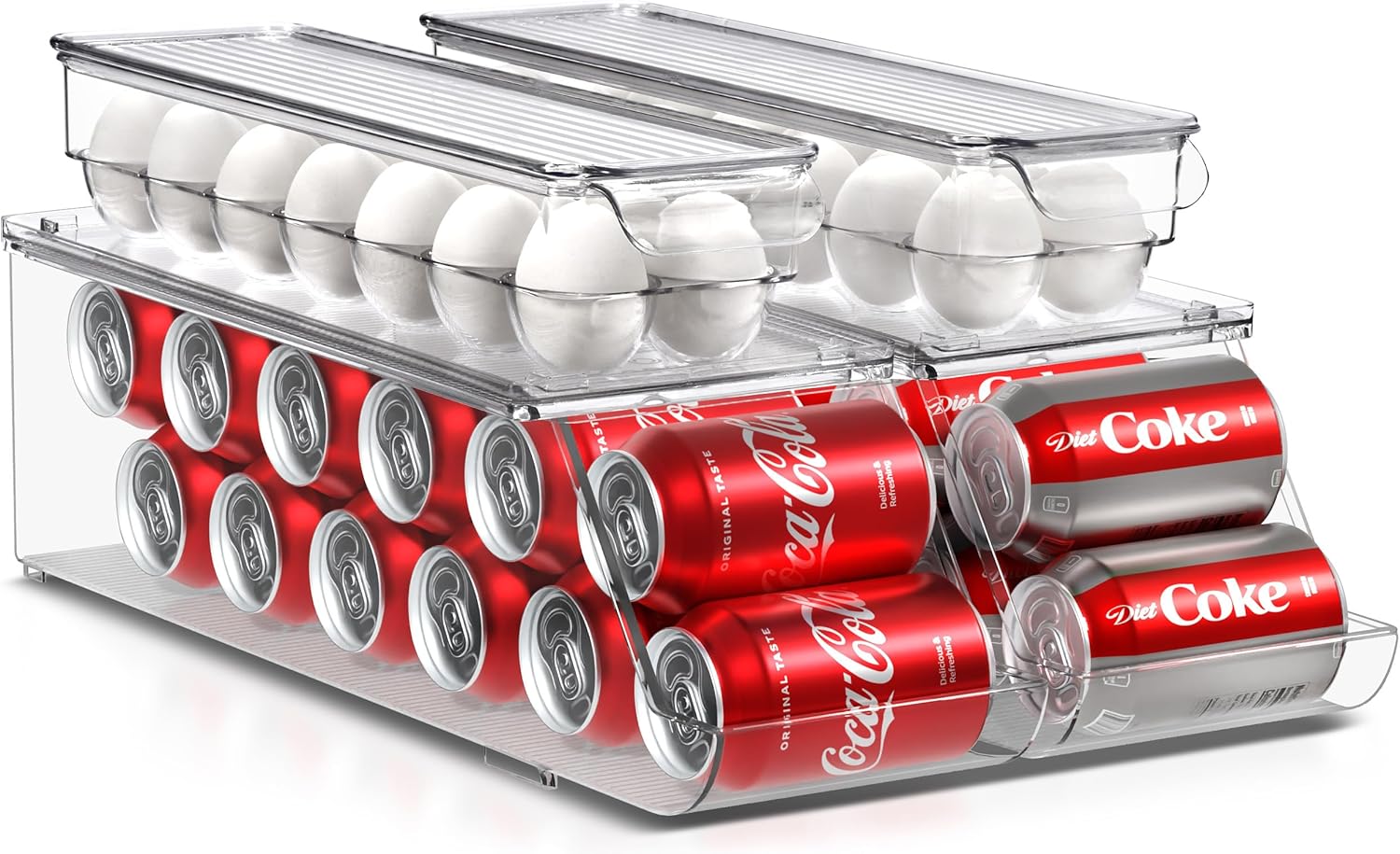 Sorbus soda can organizer and egg holder set for fridge