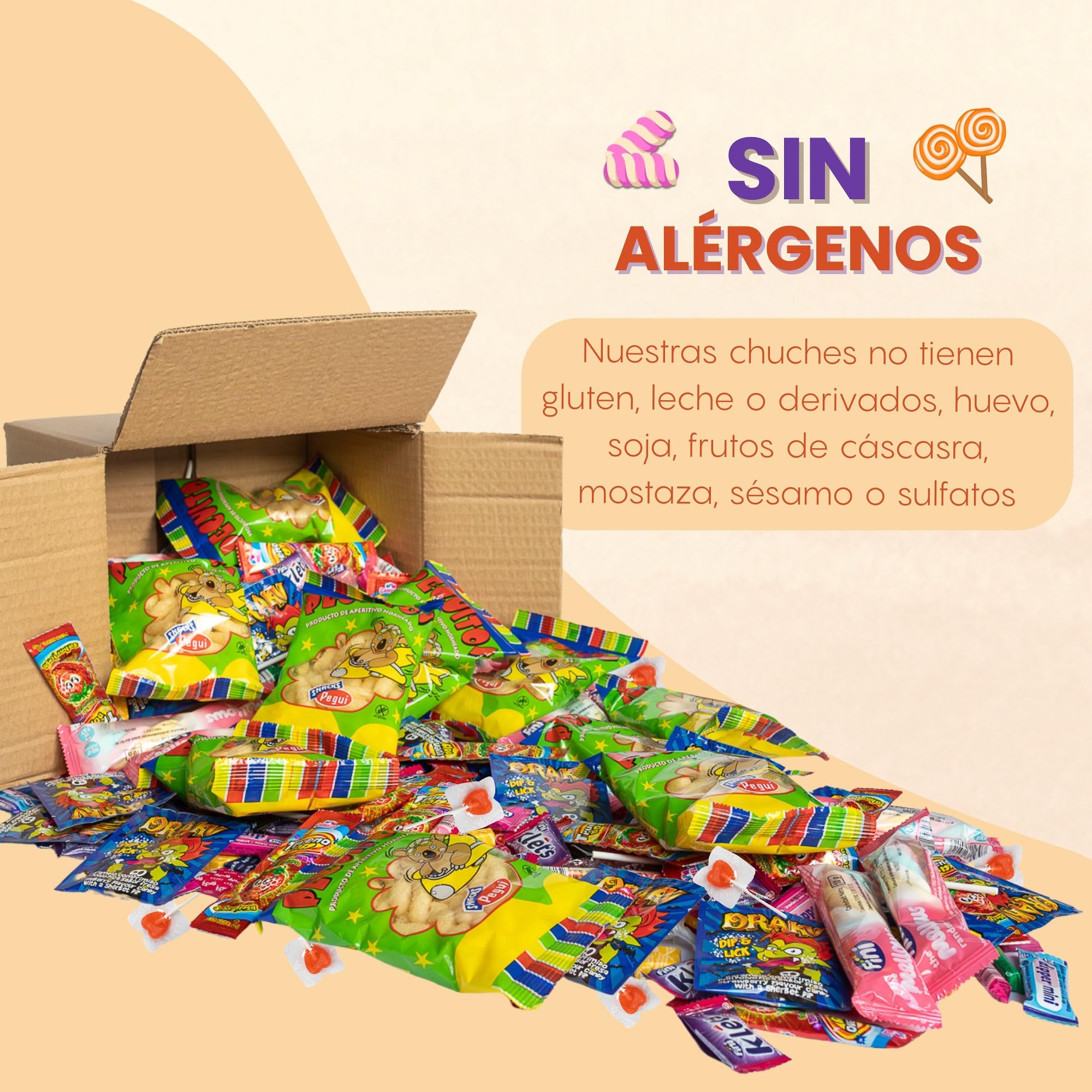 Mega Pack 200 Chuches y Golosinas Golominas Gusanitos | Caramelos Surtidos Envuelto Individualmente | Ideal para Cumpleaños, Piñatas, Fiestas Infantiles y Navidad | Hasta 20 Bolsas