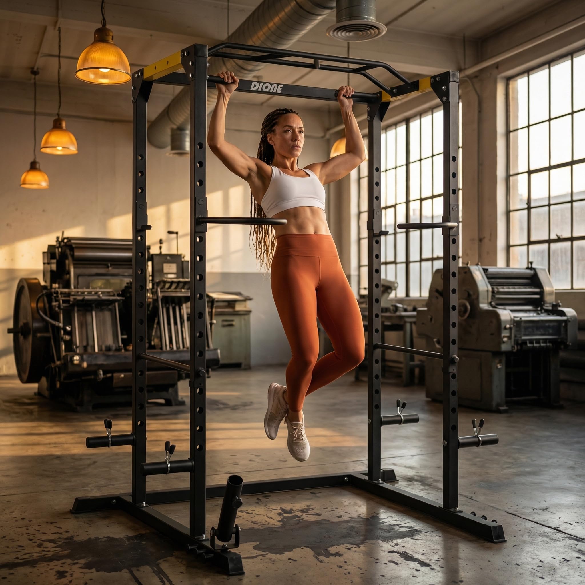 Dione - Squat Rack – Struttura in acciaio 50 x 50 mm – Fitness Power Rack Cage – Barra per trazioni