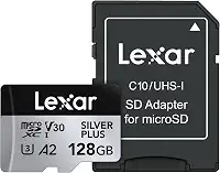 Cartão de Memória Lexar Professional SILVER PLUS microSDXC UHS-I Card 128GB