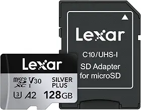Cartão de Memória Lexar Professional SILVER PLUS microSDXC UHS-I Card 128GB