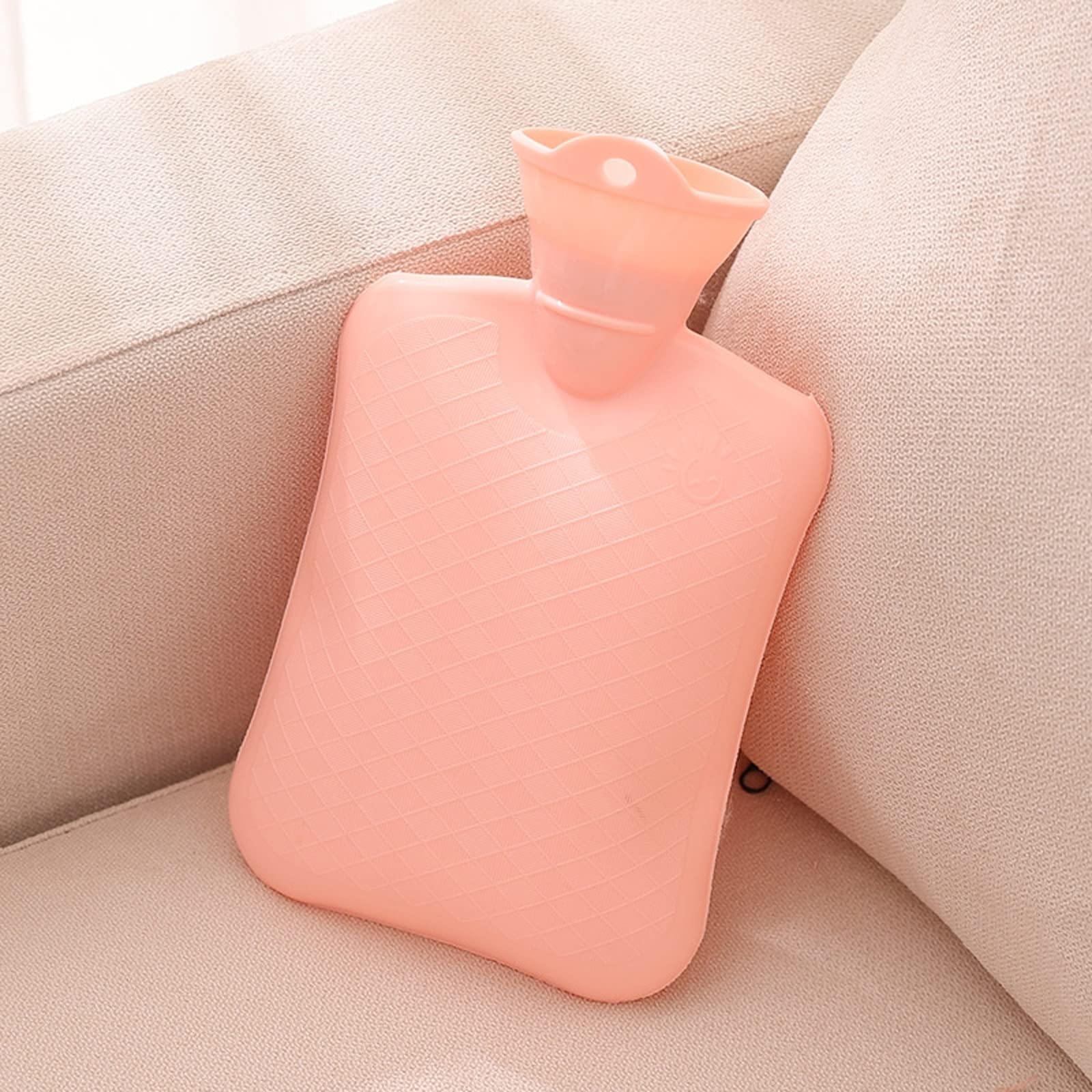 Botella de agua caliente portátil de inyección de agua de PVC rosa, ideal para el hogar o al aire libre, calentadores de manos y protectores de manos