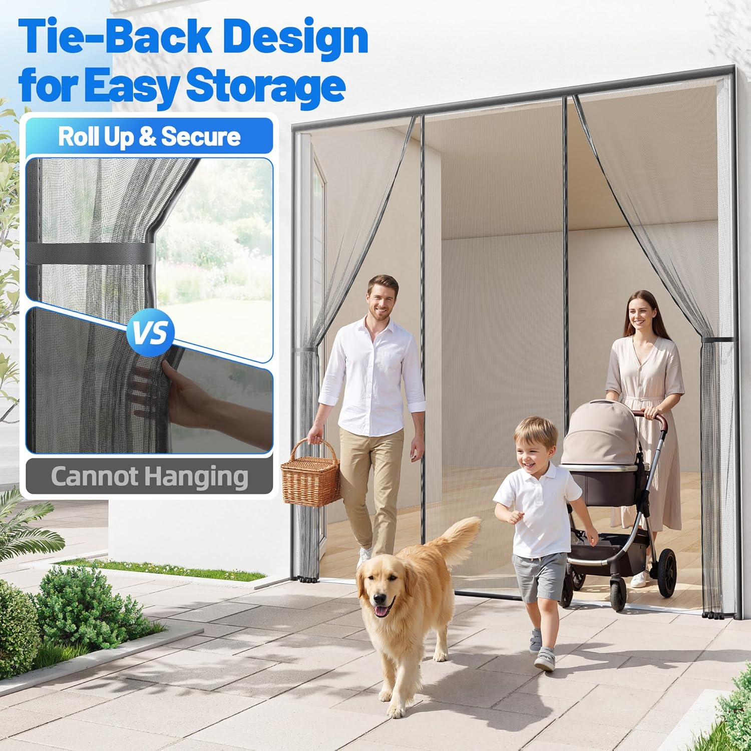 Heavy Duty Magnetic Screen Door Mesh - Hand-Free Door Net Screen with 100 Magnets, Pet & Kid Friendly, PET Fine Mesh Doors Screens Keep Bug & Mosquito Out Fit Sliding Patio French Doors Size 72" x 80"