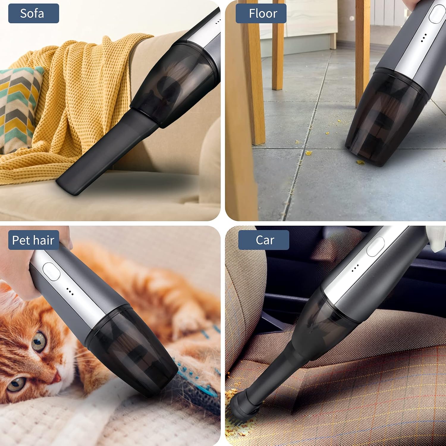 Handheld Vacuum Cordless, LUYE Car Vacuum Cleaner with 6Kpa Strong Suction, Mini Hand Held Vacuum with USB Cable Rechargeable 4000mAh, Portable Vacuum for Pet Hair, Home, Car and Office Cleaning -