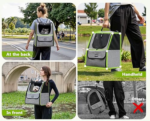 Miniatura 6 de Pecute Mochila transportadora para gatos para viajes y senderismo, mochila transpirable para mascotas con bolsillos de almacenamiento, bolsa de