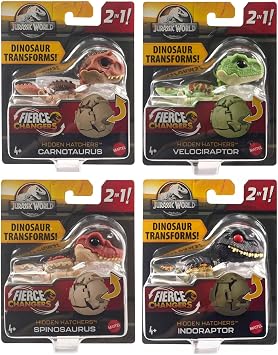 Mattel Jurassic World Fierce Changers Hidden HatchersTM 2-in-1 Transforming Dinosaur Figures, Ages 4+ HLP00-999C