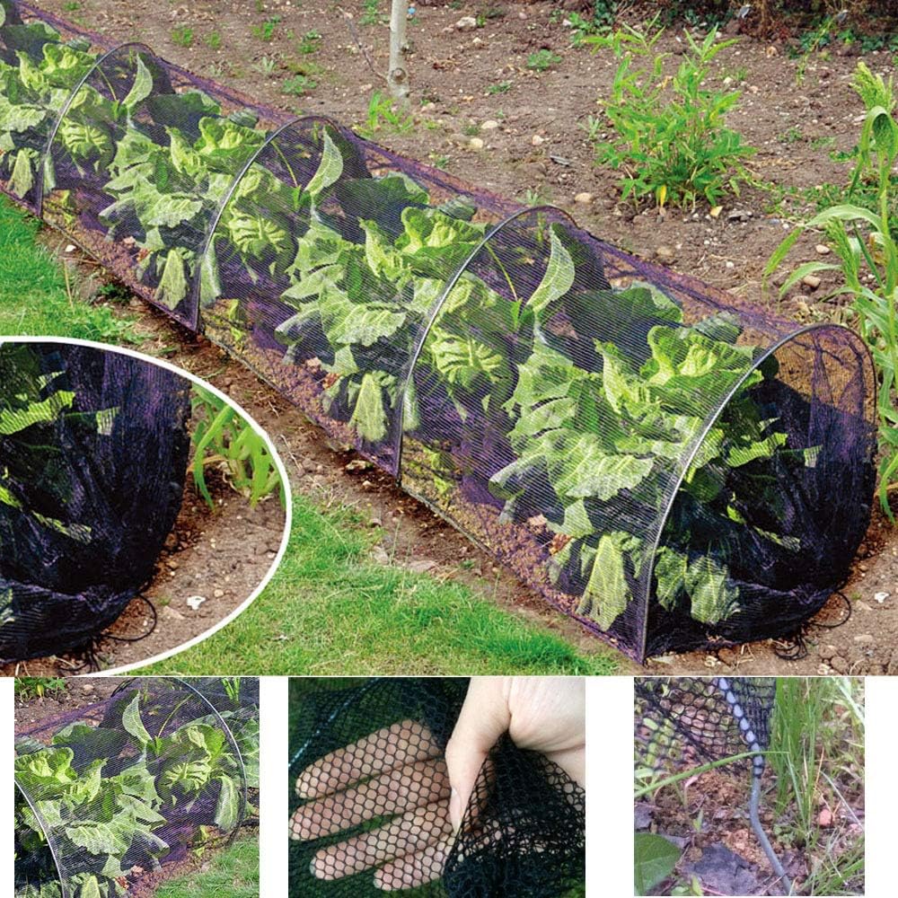 YIDIE 10-1020 Garden Tunnel,Netting Grow Plant Cover Protection Protector Cloches with Hoop, Black Polyethylene, 10' Long x 18" High