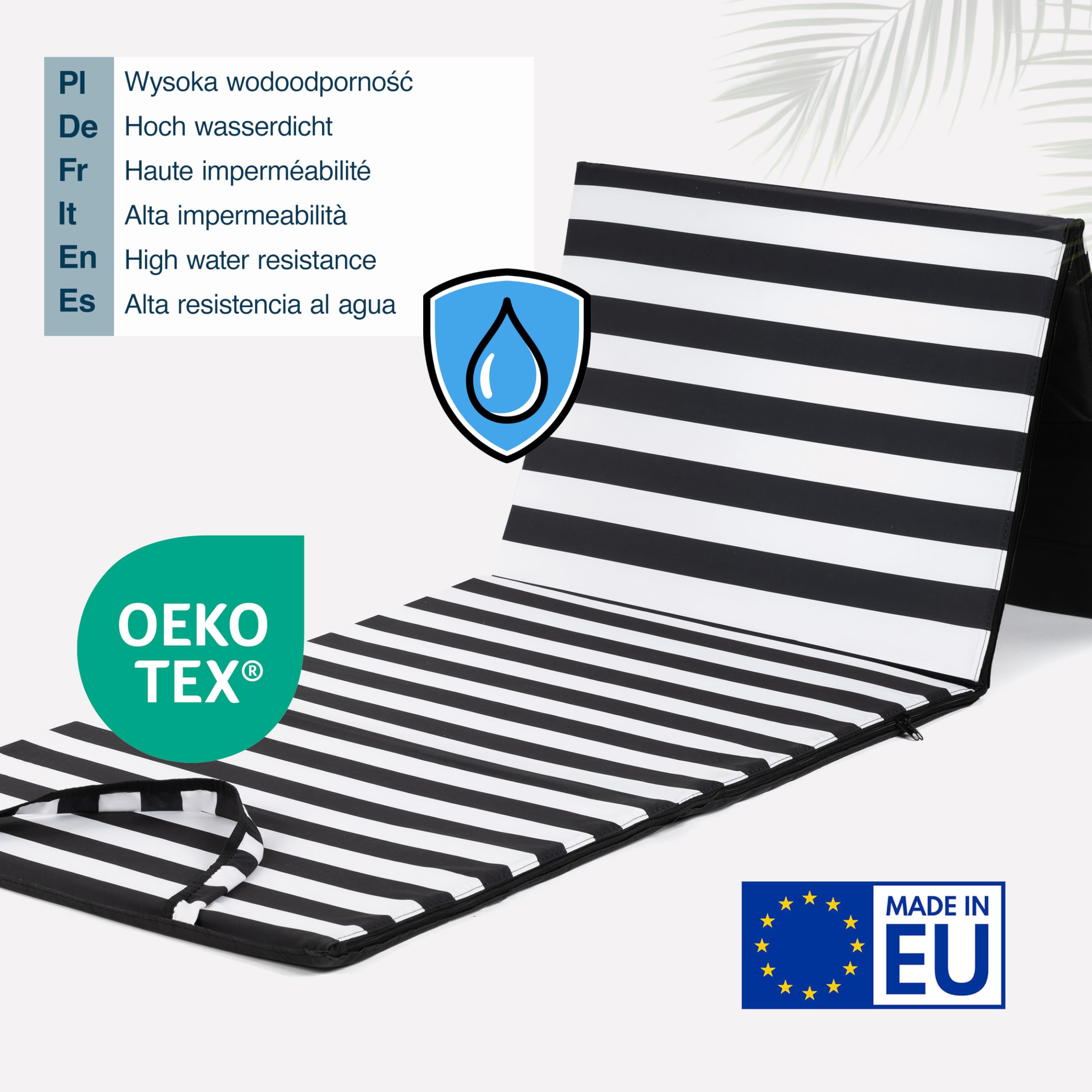 Stuoia spiaggia imbottita pieghevole 200x62 cm, telo mare | Materassino e tappetino da mare per picnic, campeggio - coperta impermeabile, schiuma morbida, esterno, grande