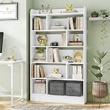 Hzuaneri Bookcase Bookcase with 6 Compartments Storage Shelf Standing Shelf for Living Room Office Bedroom 24 x 100 x 170 cm White BC64403X - 9