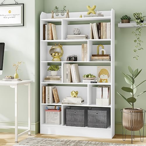 Hzuaneri Bookcase Bookcase with 6 Compartments Storage Shelf Standing Shelf for Living Room Office Bedroom 24 x 100 x 170 cm White BC64403X - 9
