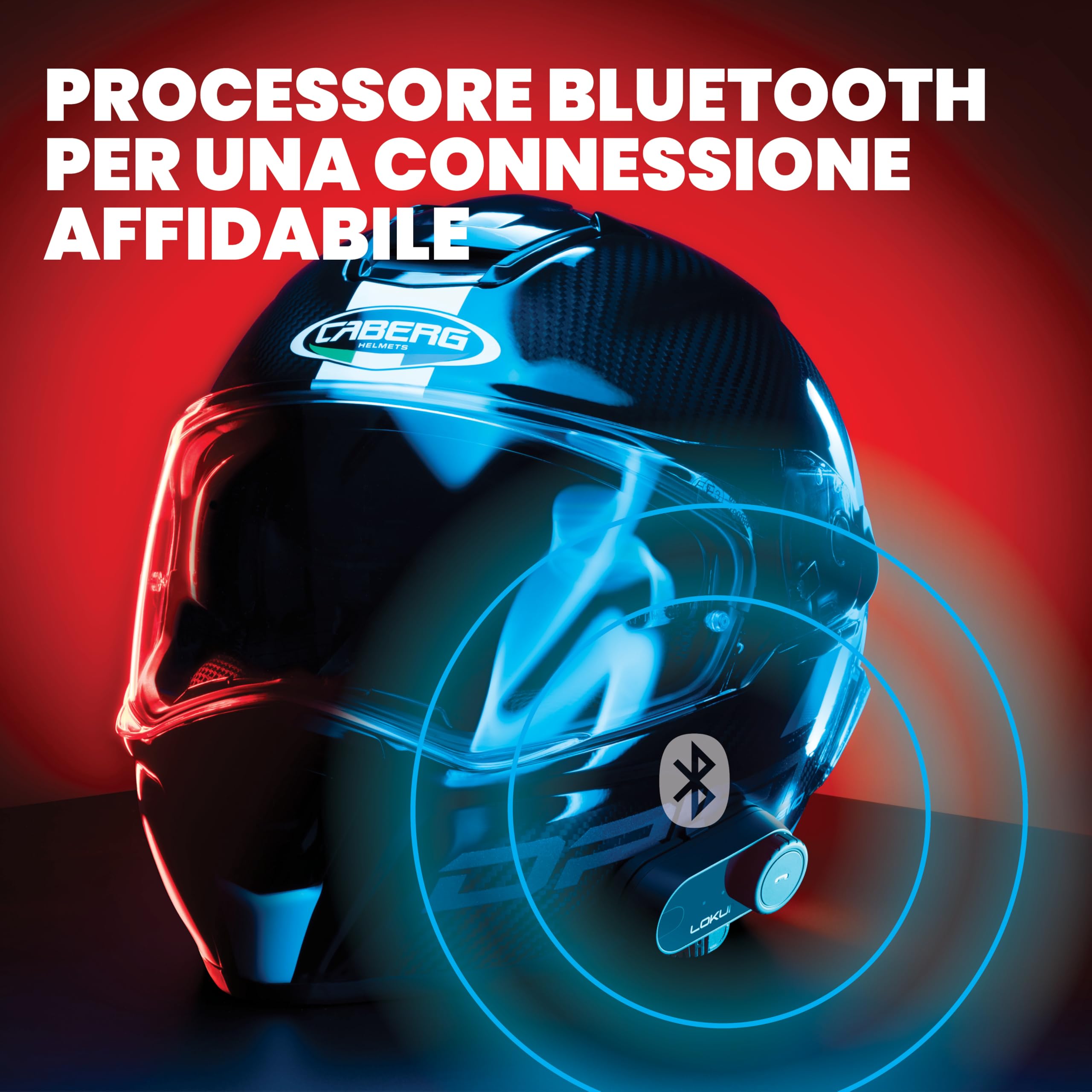Midland - Interfono Moto Bluetooth Coppia Lokui K30, Auricolari Casco Moto Universali e Impermeabili, Portata 800m per 2 Persone, Batteria 10H, Cancellazione Rumore DSP, Altoparlanti Hi-Fi e Microfoni