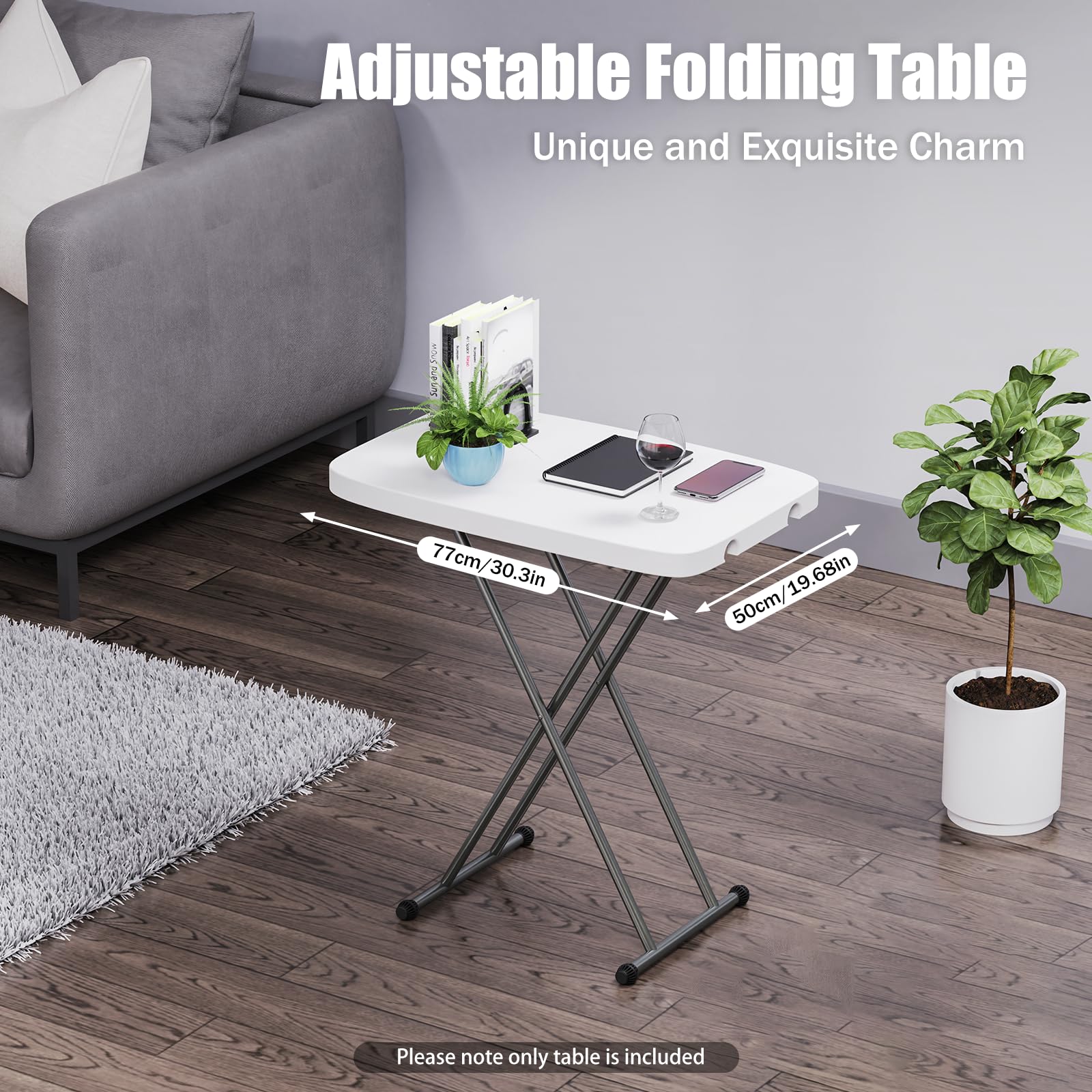 Adjustable Folding Table, Folding TV Tray for Eating, Foldable TV Trays with 110 Pounds Load Capacity, Foldable TV Dinner Tray Table, Portable Dinner/Snack Side Table, Small and Easy to Move