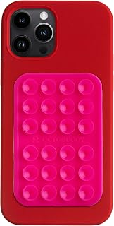 OCTOBUDDY || Silicone Suction Phone CASE Adhesive Mount || Compatible with iPhone and Android Cellphone Cases, Anti-Slip Hands-Free Mobile Accessory Holder for Selfies and Videos (Hot Pink)