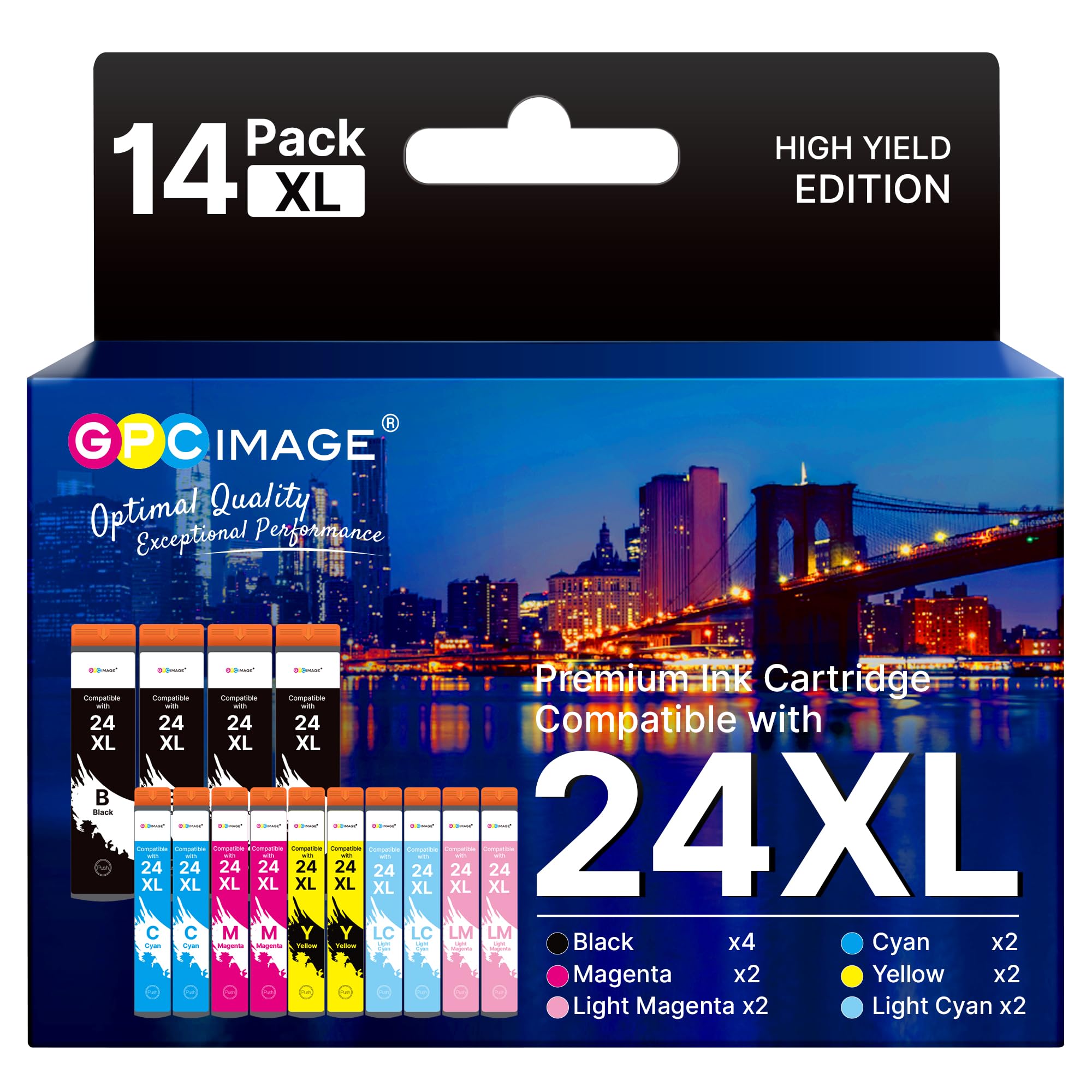 24XL Multipack Kompatibel für Epson 24XL XP 970 Druckerpatronen 14-Pack | Kompatibel für Epson XP 970 Druckerpatronen XP-860 XP-960 XP-760 XP-950 XP-750 XP-55 XP-850