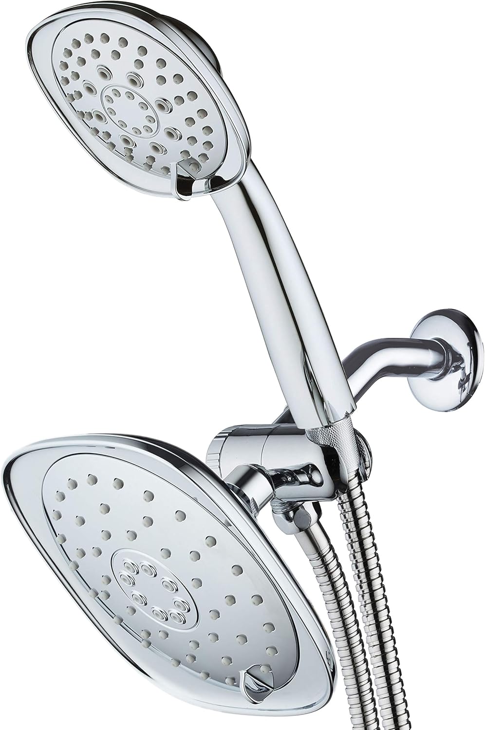 Luxury Square High-Pressure Giant 7.3" Rain Shower Head/Handheld Spa Combo. Extra-Long 72" Stainless Steel Hose, 3-way Flow Diverter, All-Chrome Finish. Best Quality from Top American Manufacturer!