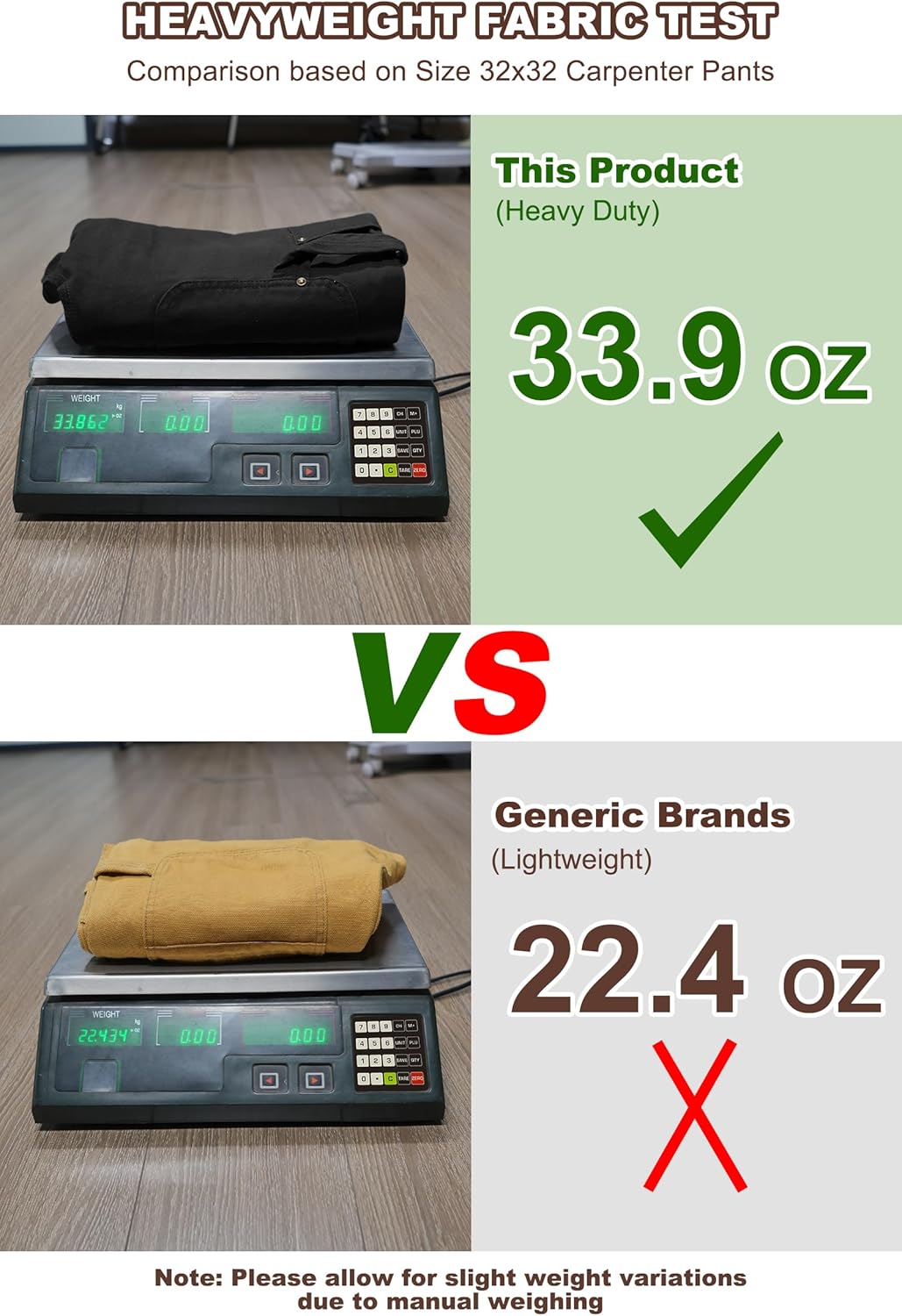 Soojun Men's 13.5 oz Heavyweight Work Pants, Loose Fit Double Knee Carpenter Pants with Flex Waist - Image 5