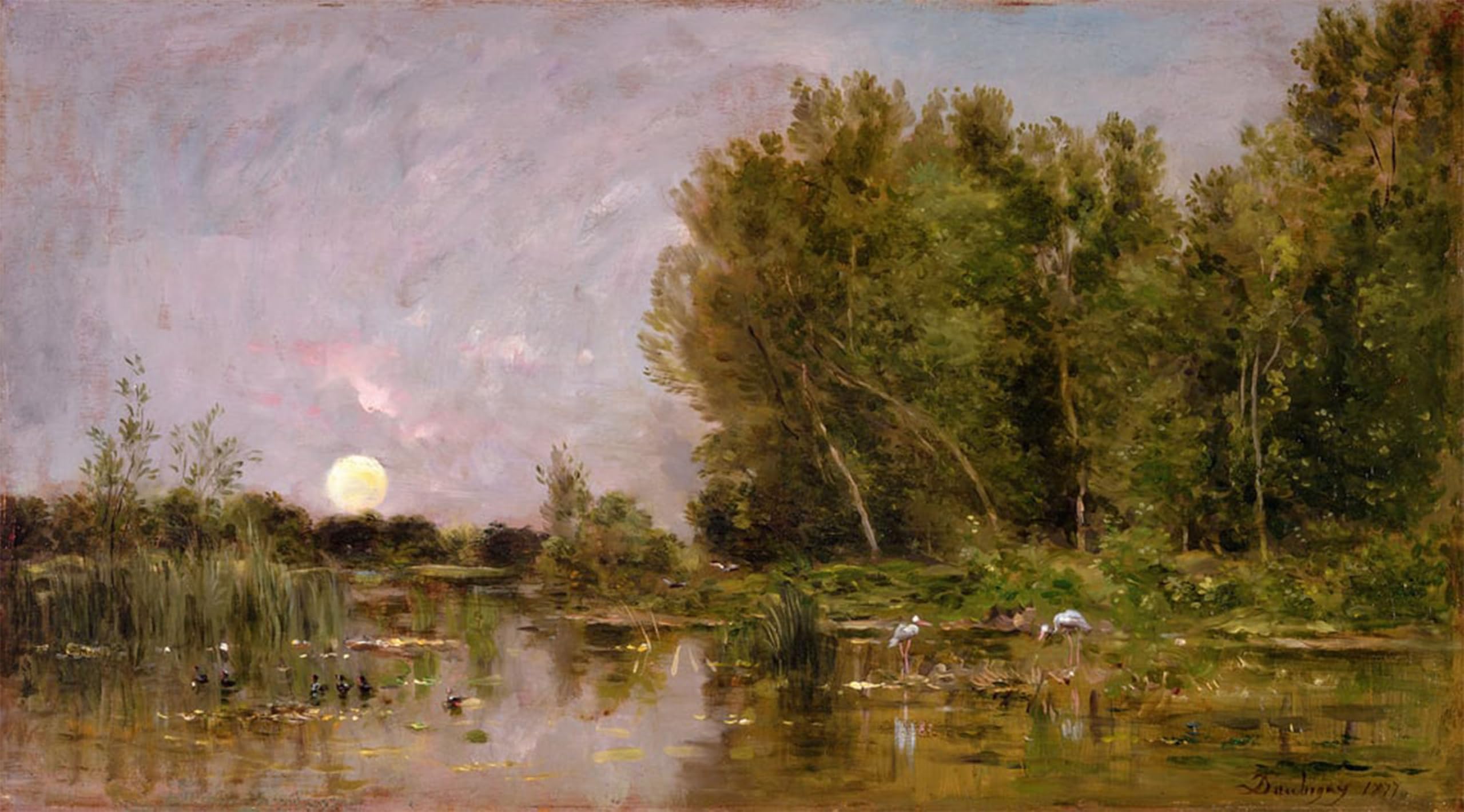 POSTERIIk Famous Animal Posters Vintage Picture Moonrise by Charles Francois Daubigny Modern Wall Decor for Home Decor 60x90cm