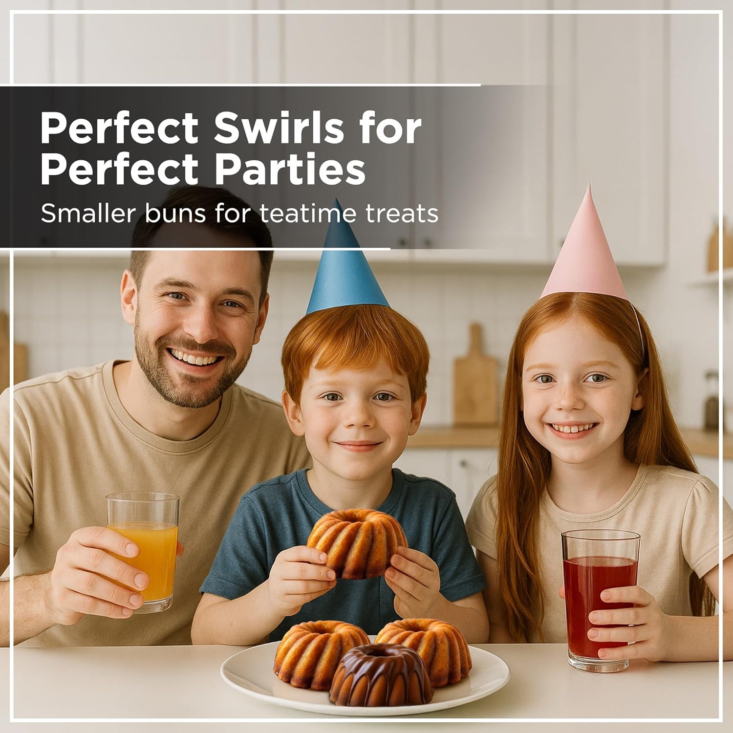 Wrenbury Swirl Buntz Pan for Baking Mini Non-Stick - 6 Cup Fluted Cake Tin for Small Cakes - PFOA Free and Dishwasher Safe - 3.75” Cup Width - Image 5