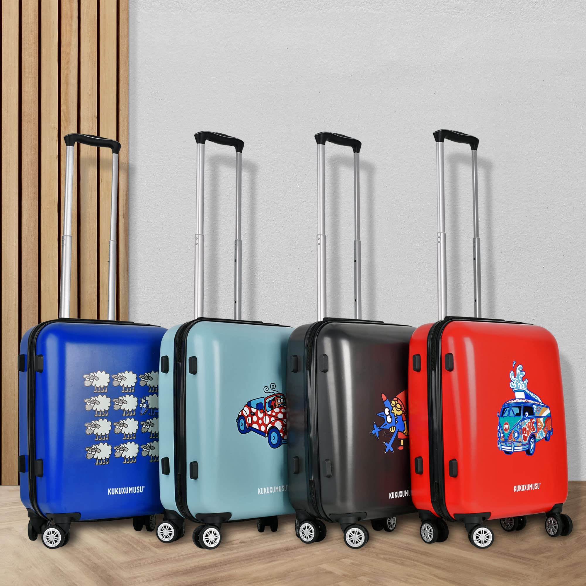Kukuxumusu Maleta Cabina de Viaje rígida, 4 Ruedas 360 Grados, 56,5x42x21 cm, ABS y Policarbonato, con Candado Integrado