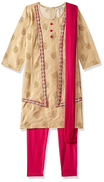 Girls' A-Line Regular Fit Salwar Suit Set (400017784762)(Colors & Print May Vary)