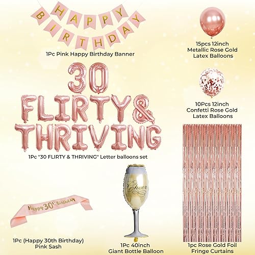 Miniatura 3 de 30 globos coquetos y prósperos treinta decoraciones coquetas y prósperas para ella 30 globos para mujer, decoraciones coquetas de 30 cumpleaños de