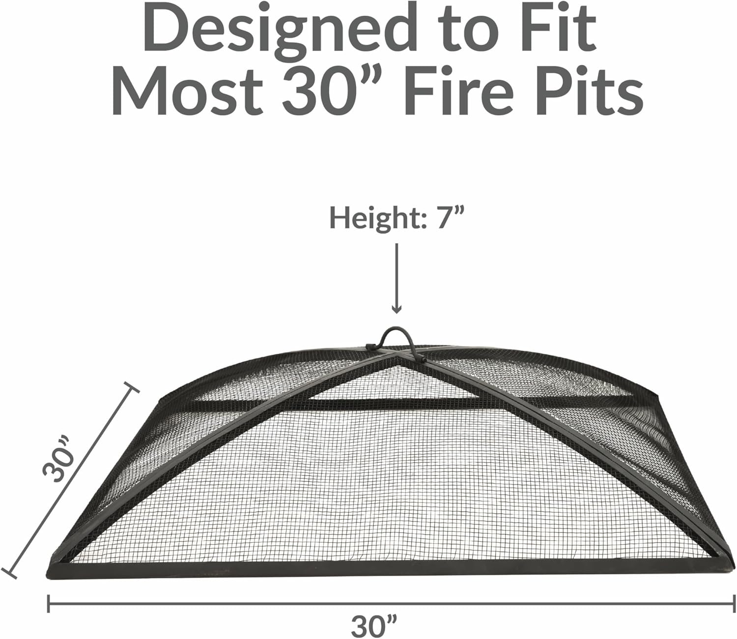 Sunnydaze Square Fire Pit Spark Screen - Outdoor Fire Pit Screen with Handle - Heavy-Duty Steel Metal Mesh - 30" Square